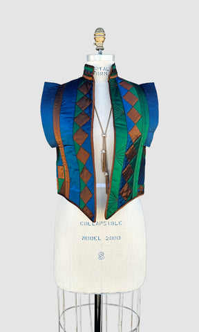 VINTAGE QUILTED PATCHWORK 80s Geometric Vest