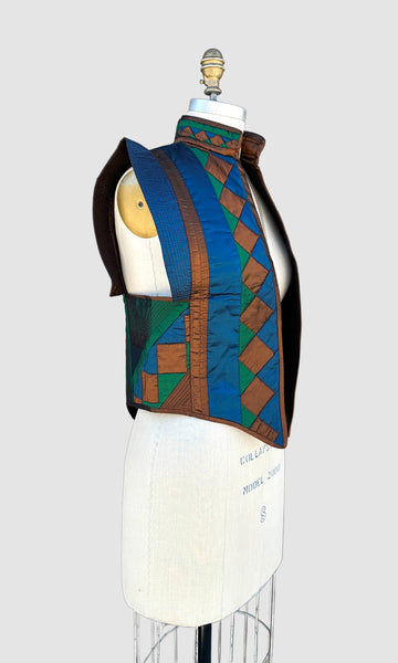 VINTAGE QUILTED PATCHWORK 80s Geometric Vest