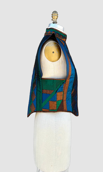 VINTAGE QUILTED PATCHWORK 80s Geometric Vest