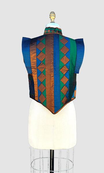VINTAGE QUILTED PATCHWORK 80s Geometric Vest