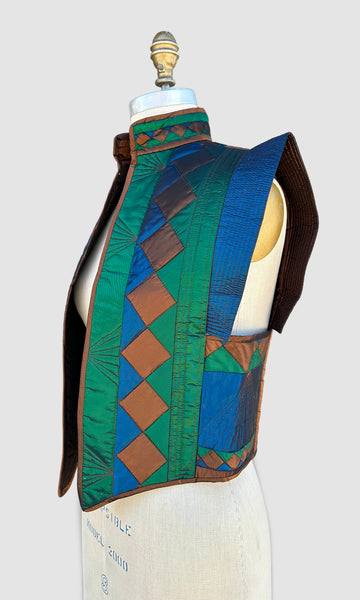 VINTAGE QUILTED PATCHWORK 80s Geometric Vest