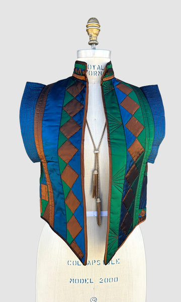 VINTAGE QUILTED PATCHWORK 80s Geometric Vest