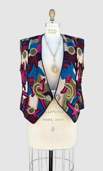 JUDITH ROBERTS VINTAGE Applique Patchwork 90s Vest • Size Med./Lg.