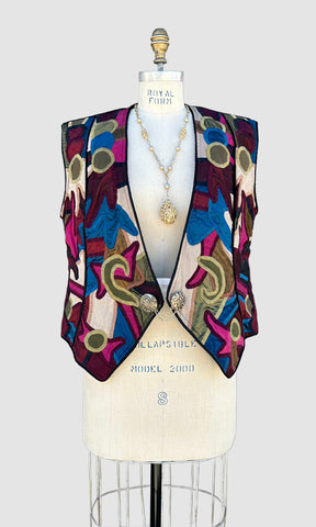 JUDITH ROBERTS VINTAGE Applique Patchwork 90s Vest • Size Med./Lg.