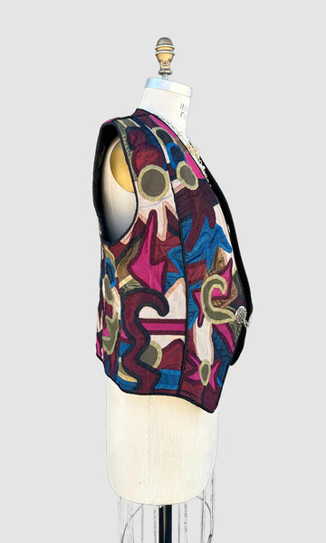 JUDITH ROBERTS VINTAGE Applique Patchwork 90s Vest • Size Med./Lg.