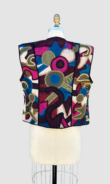 JUDITH ROBERTS VINTAGE Applique Patchwork 90s Vest • Size Med./Lg.