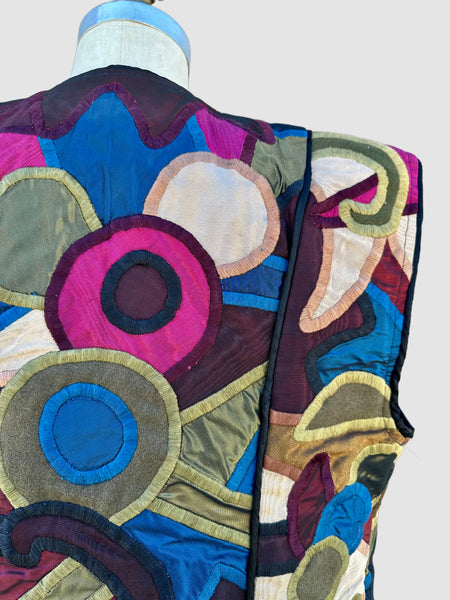 JUDITH ROBERTS VINTAGE Applique Patchwork 90s Vest • Size Med./Lg.