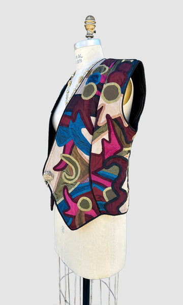 JUDITH ROBERTS VINTAGE Applique Patchwork 90s Vest • Size Med./Lg.