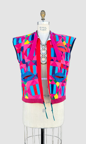REVERSIBLE VINTAGE QUILTED Patchwork 80s Vest • Women's Medium
