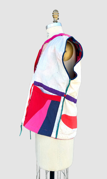 REVERSIBLE VINTAGE QUILTED Patchwork 80s Vest • Medium