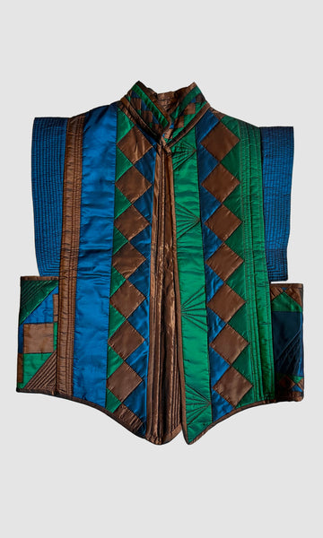 VINTAGE QUILTED PATCHWORK 80s Geometric Vest
