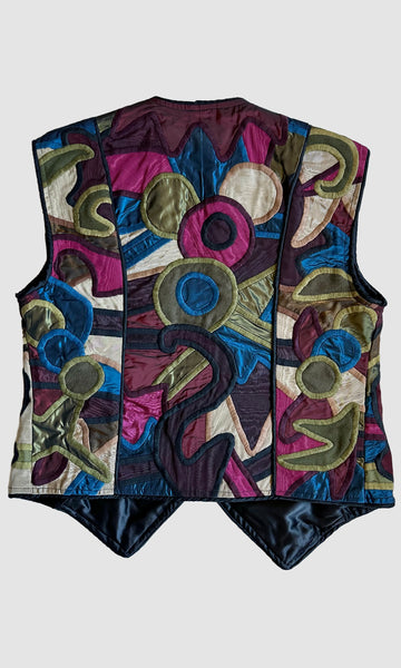 JUDITH ROBERTS VINTAGE Applique Patchwork 90s Vest • Size Med./Lg.