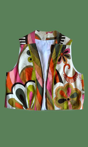 PUCCI FLOWER POWER 60s Cropped Vest • Women's Sm./Med.