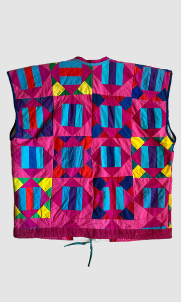 REVERSIBLE VINTAGE QUILTED Patchwork 80s Vest • Medium