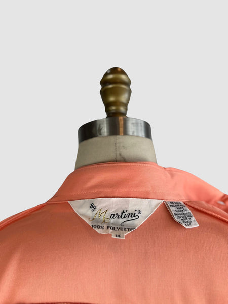 PIERRE FOSHEY 70s Deadstock Apricot Polyester Disco Shirt • Medium