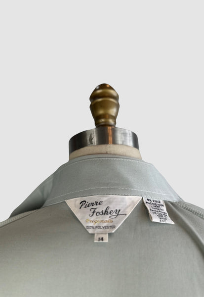 PIERRE FOSHEY 70s Deadstock Grey Polyester Disco Shirt • Medium