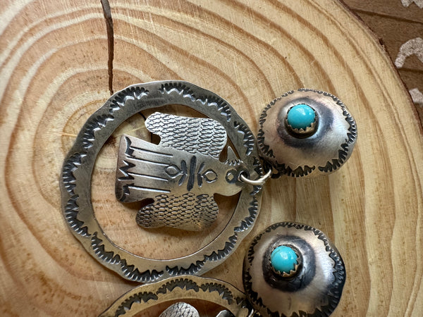 YAZZIE THUNDERBIRD Sterling Silver and Turquoise Statement Earrings