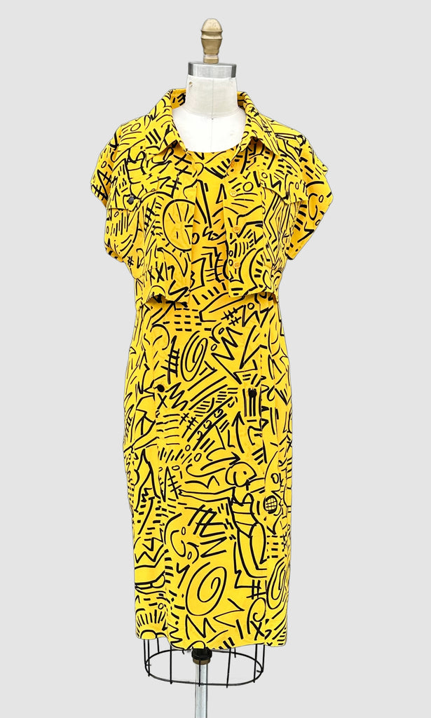 KARL LAGERFELD Vintage 80s Silk Dress & Top Set • Small