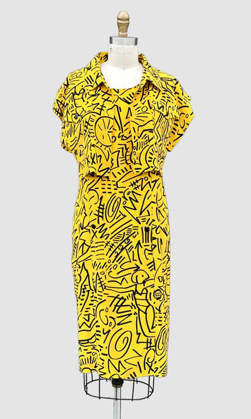 KARL LAGERFELD Vintage 80s Silk Dress & Top Set • Small