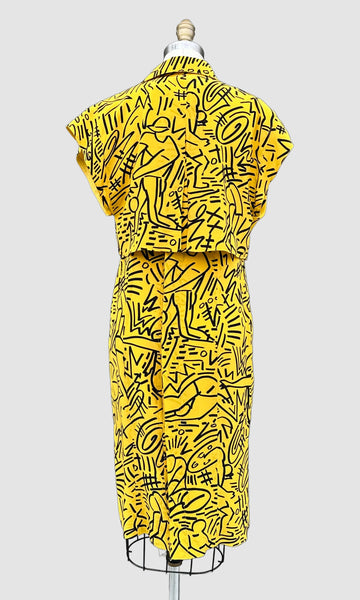 KARL LAGERFELD Vintage 80s Silk Dress & Top Set • Small