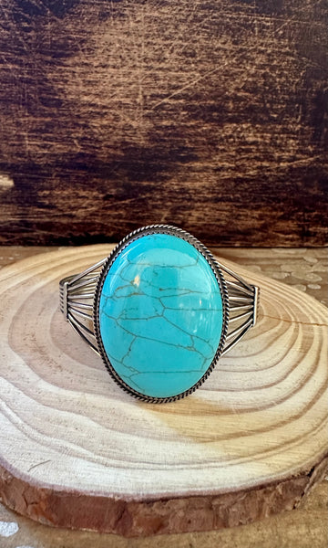 LIGHT BLUE HOWLITE Sterling Silver Cuff 30g