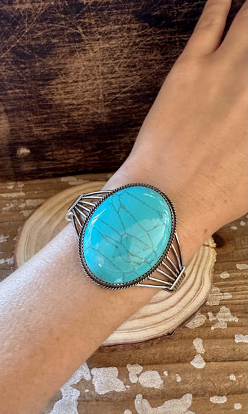 LIGHT BLUE HOWLITE Sterling Silver Cuff 30g