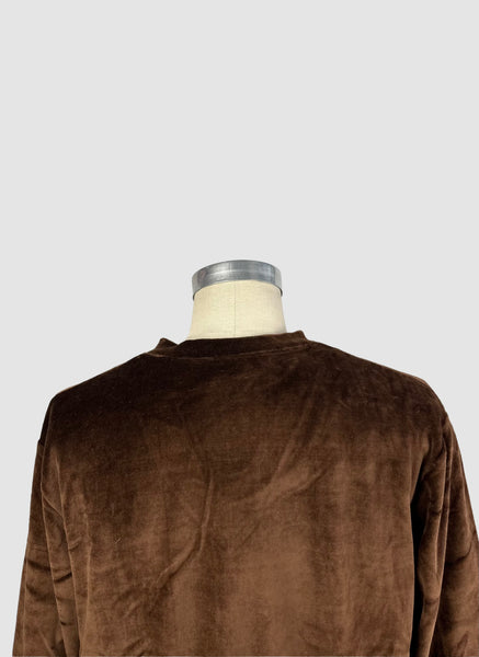 MARTINI 70s Deadstock Brown Cotton Velour Sweater • Large
