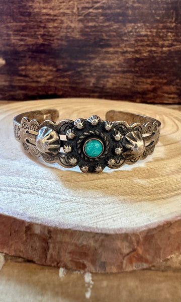 SUN MEDALLION TURQUOISE Vintage Bracelet 12g