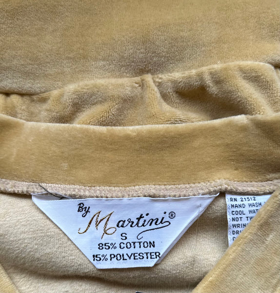MARTINI 70s Deadstock Yellow Cotton Velour Sweater • Small