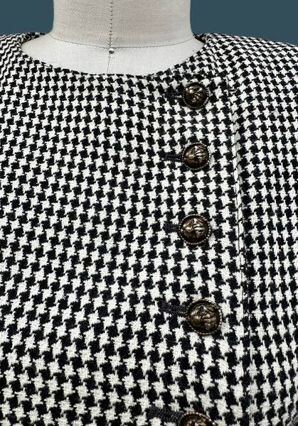 EMANUEL UNGARO Parallèle Paris Vintage 80s Houndstooth Dress • Small