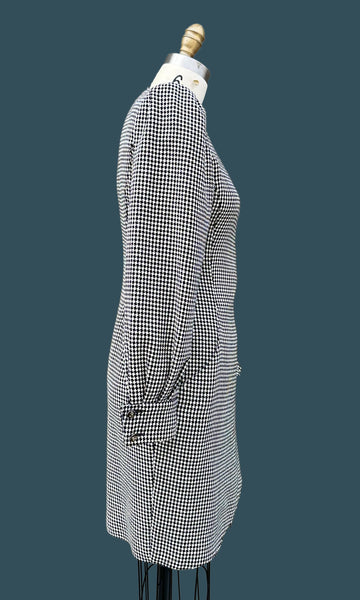EMANUEL UNGARO Parallèle Paris Vintage 80s Houndstooth Dress • Small