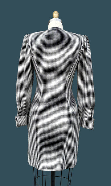 EMANUEL UNGARO Parallèle Paris Vintage 80s Houndstooth Dress • Small