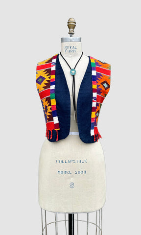 SACO BANANAS by Aria 90s Southwestern Weave Vest • Med/Lg