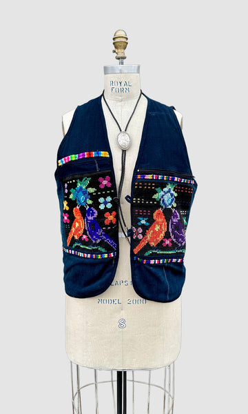 VINTAGE GUATEMALAN WOVEN Lovebird Vest • Large