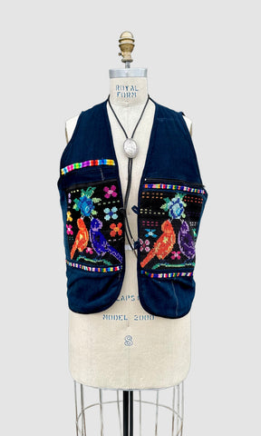 VINTAGE GUATEMALAN WOVEN Lovebird Vest • Large
