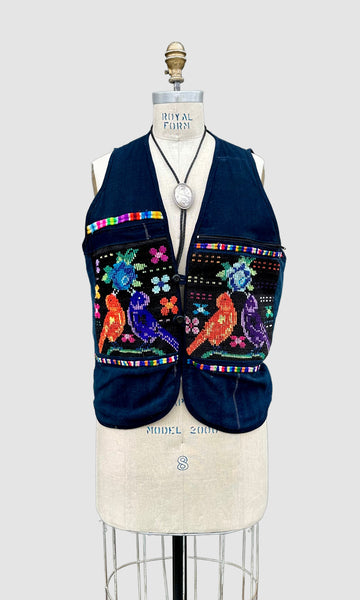 VINTAGE GUATEMALAN WOVEN Lovebird Vest • Large