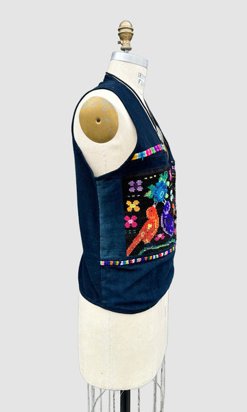 VINTAGE GUATEMALAN WOVEN Lovebird Vest • Large