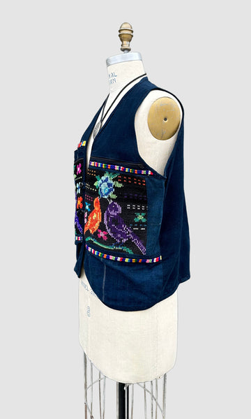 VINTAGE GUATEMALAN WOVEN Lovebird Vest • Large