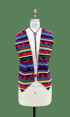 GUATEMALAN STRIPED RAINBOW 90s Blazer Vest • Medium