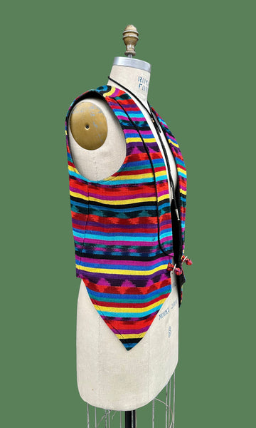 GUATEMALAN STRIPED RAINBOW 90s Blazer Vest • Medium