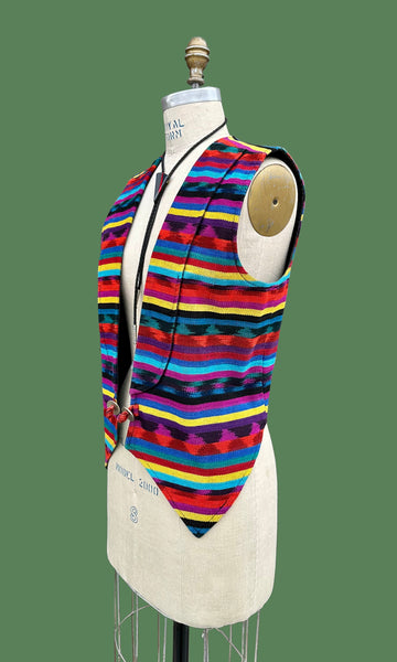 GUATEMALAN STRIPED RAINBOW 90s Blazer Vest • Medium