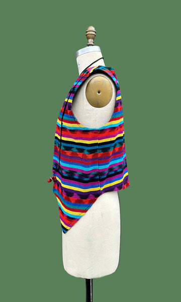 GUATEMALAN STRIPED RAINBOW 90s Blazer Vest • Medium
