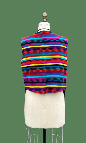 GUATEMALAN STRIPED RAINBOW 90s Blazer Vest • Medium