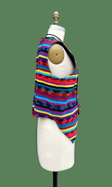 GUATEMALAN STRIPED RAINBOW 90s Blazer Vest • Medium