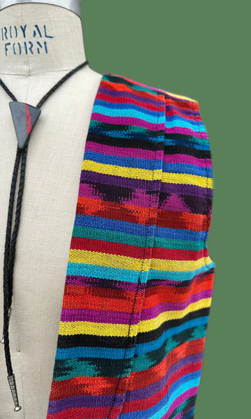 GUATEMALAN STRIPED RAINBOW 90s Blazer Vest • Medium