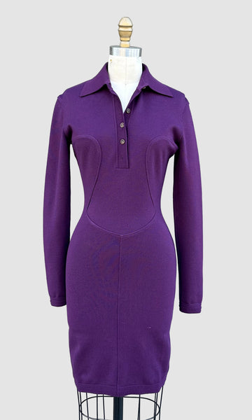 ALAIA Vintage 80s Purple Knit Dress • Medium