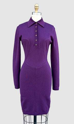 ALAIA Vintage 80s Purple Knit Dress • Medium