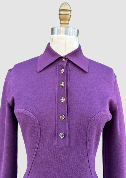 ALAIA Vintage 80s Purple Knit Dress • Medium