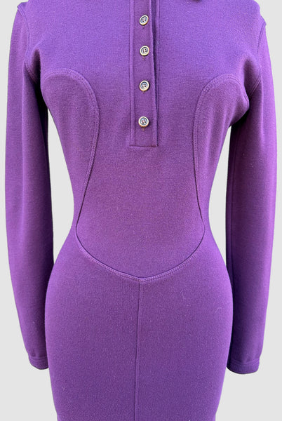 ALAIA Vintage 80s Purple Knit Dress • Medium