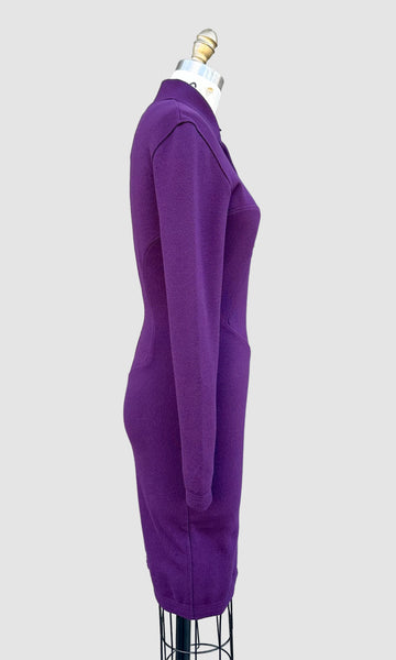 ALAIA Vintage 80s Purple Knit Dress • Medium